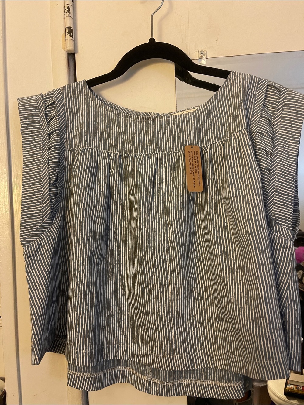 Miss Love Striped, Sleeveless Cotton Top - Blue and White nEW with tags